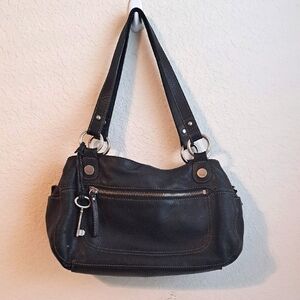 Fossil Vintage Purse Hanover Black Soft Leather Shoulder Bag Satchel Handbag